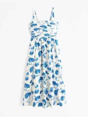 The A&F Emerson Poplin Wide Strap Midi Dress - Small
